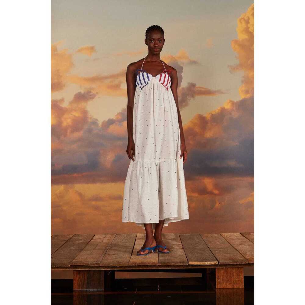 NWOT -  White Beaded Fishes Sleeveless Maxi Dress